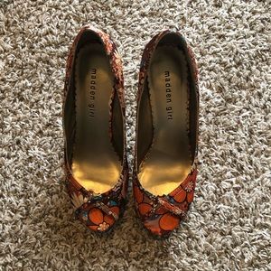 Madden Girl Lattee Open Toe Patten Pumps